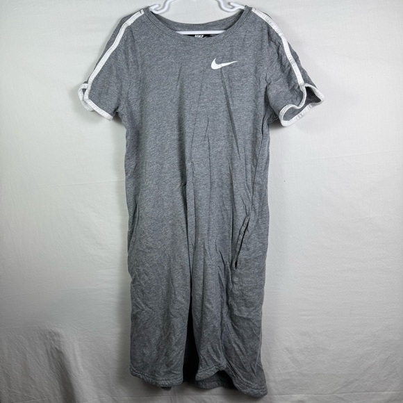 Nike Gray Short Sleeve T-Shirt Dress Girls Size L - Picture 1 of 5